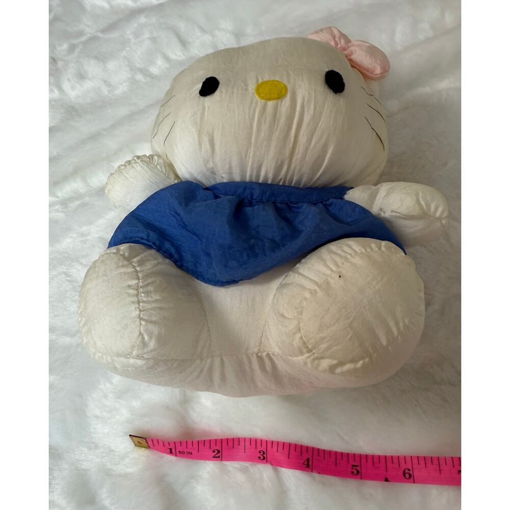 Vintage Early 90’s Sanrio Hello Kitty Plush Toy Shiny Nylon Blue Dress 9 inches - Picture 14 of 14